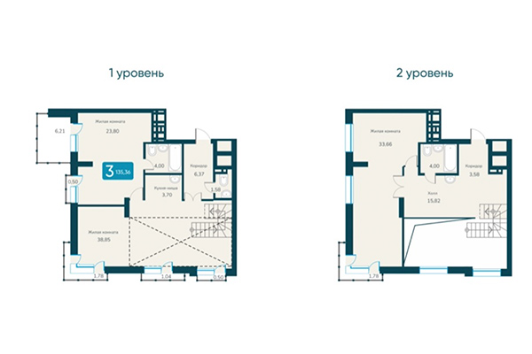 4-комнатная квартира 135,36 м² в ЖК Марсель 2. Планировка