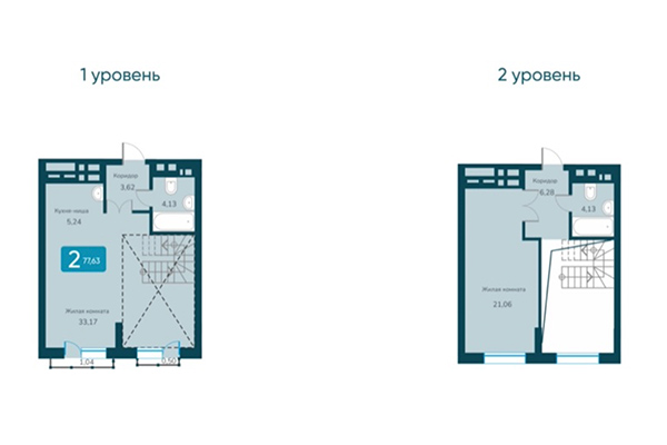 2-комнатная квартира 77,63 м² в ЖК Марсель 2. Планировка