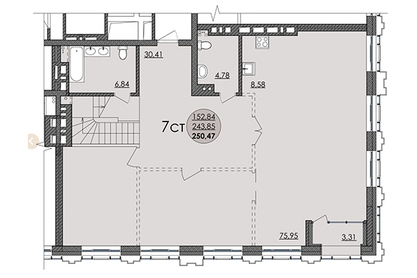 4-комнатная квартира 250,47 м² в ЖК Ричмонд. Планировка
