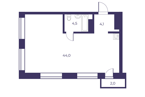 3-комнатная квартира 53,10 м² в ЖК Эфир. Планировка
