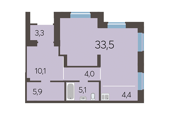 1-комнатная квартира 66,70 м² в ЖК Академия. Планировка